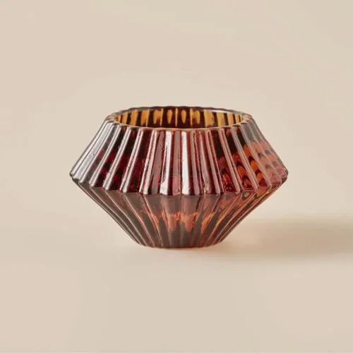 عکس جا شمعی بلامزون لویی 8×8×12 سانتی قهوه ای