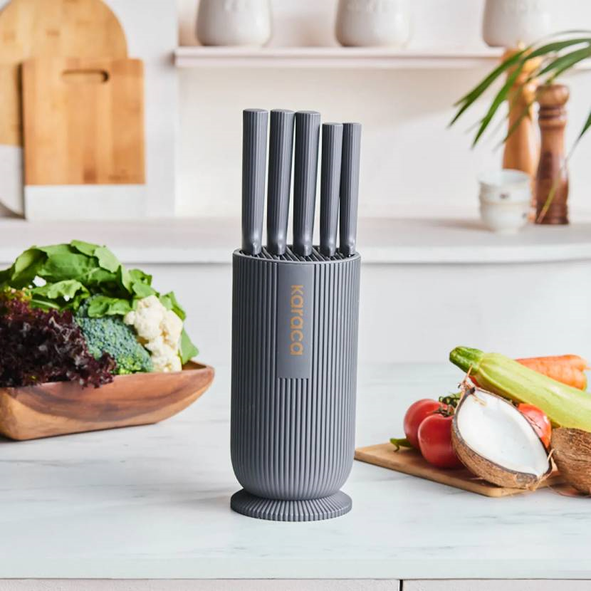 سرویس چاقو 6 پارچه کاراجا مدل ماسیمو راند خاکستری