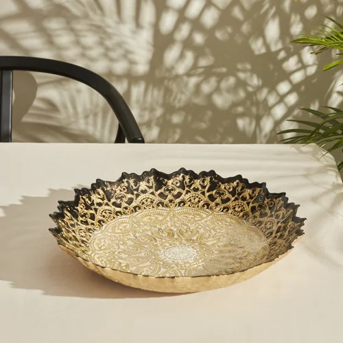 ظرف دکوری کاراجاهوم Kashida قطر 34 سانتی طلایی