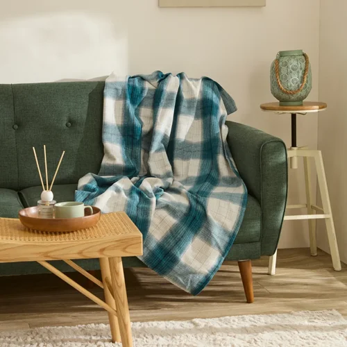 پتو تلویزیون کاراجاهوم فلانل فیروزه ای 150×120 سانتی