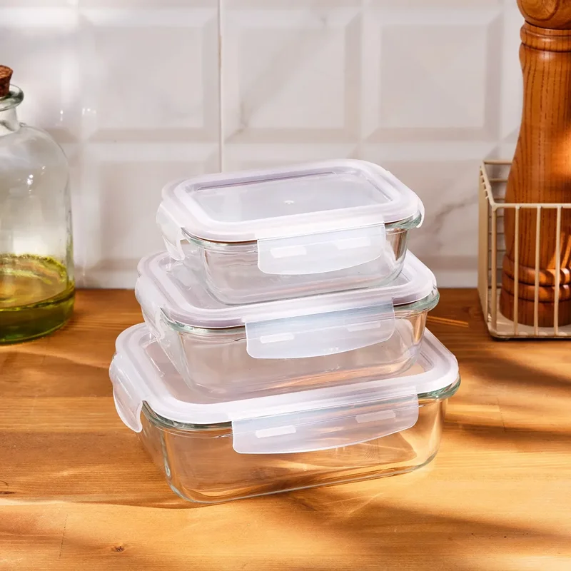 عکس ظرف نگهدارنده شیشه ای ۳ عددی امسان Lina