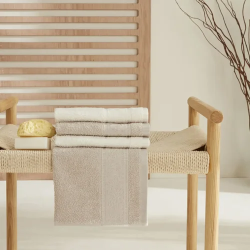 ست حوله 4 عددی سارا اندرسون فیور سفید بژ