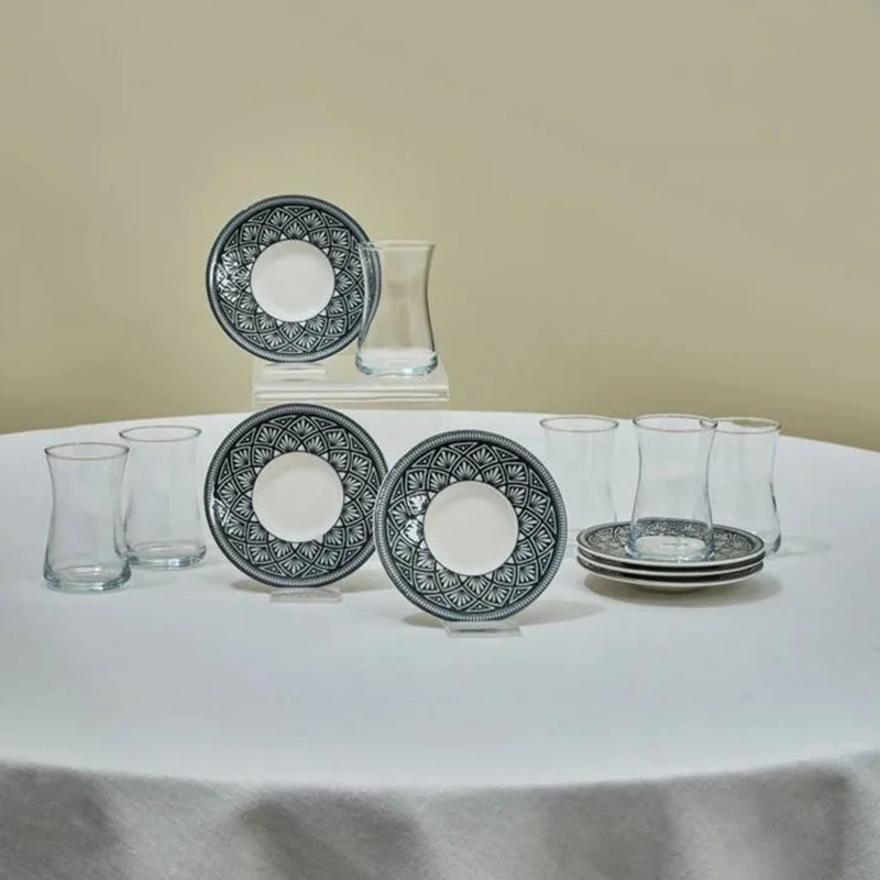 عکس ست چای خوری ۶ نفره ۱۲ پارچه کاراجا لنی مشکی