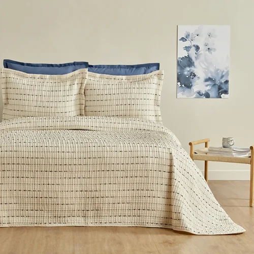 عکس سرویس کامل لحاف دو نفره ژاکارد کاراجاهوم پیترا سرمه ای