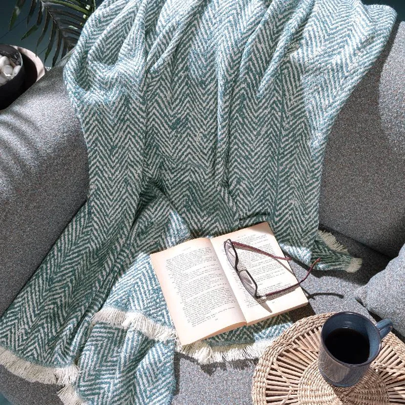 عکس پتو رو مبلی پنبه یاتاش ساویو سرمه ای 190×140 سانتی