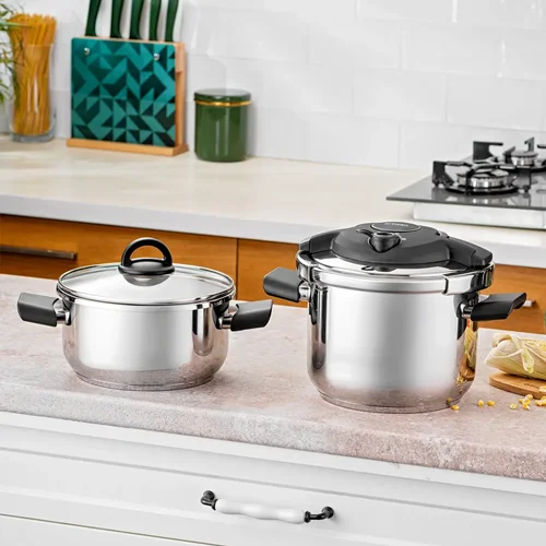 زودپز استیل ۴+۶ لیتری امسان آریا مشکی