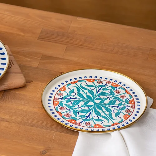 عکس بشقاب شیرینی خوری لعابی امسان Hasbahce قطر 21 سانتی