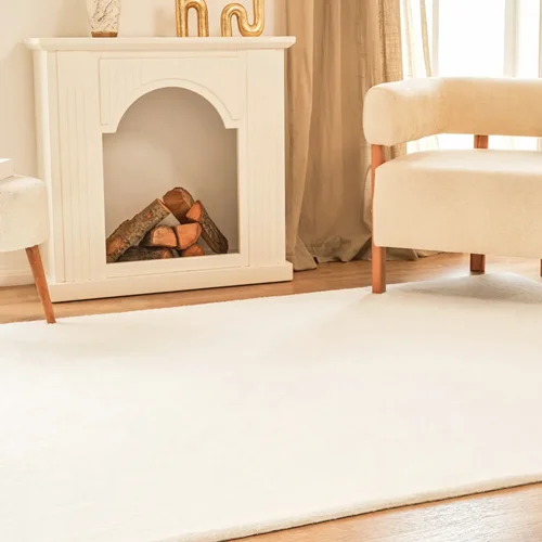 عکس فرش کاشمیر کوزی سفید 200×100 سانتی