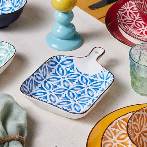 عکس بشقاب سرو کاراجا جوفی آبی 23 سانتی