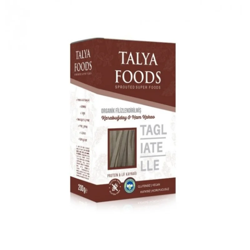 تالیاتله گندم سیاه خام با کاکائو Talya Foods مقدار 200 گرم
