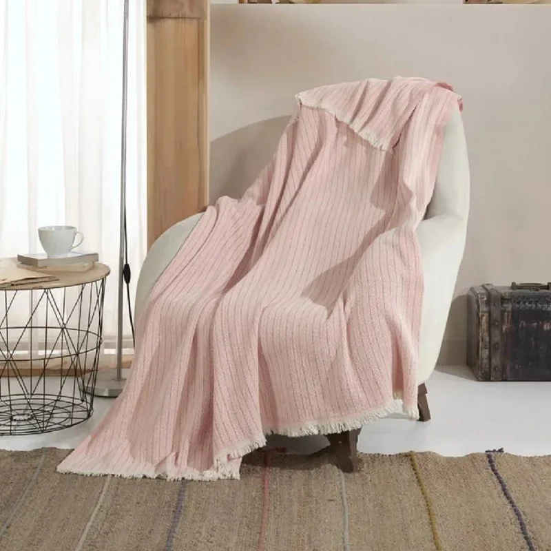 عکس پتو رو مبلی پنبه لوکس تاچ ورا صورتی روشن 200×150 سانتی