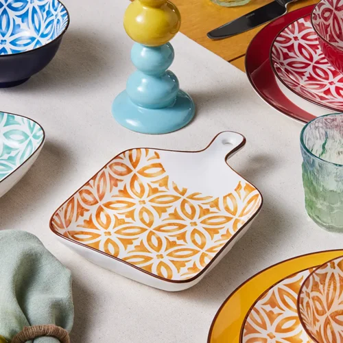 عکس بشقاب سرو کاراجا جوفی زرد 23 سانتی