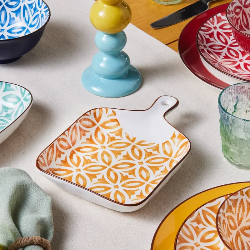 عکس بشقاب سرو کاراجا جوفی زرد 23 سانتی