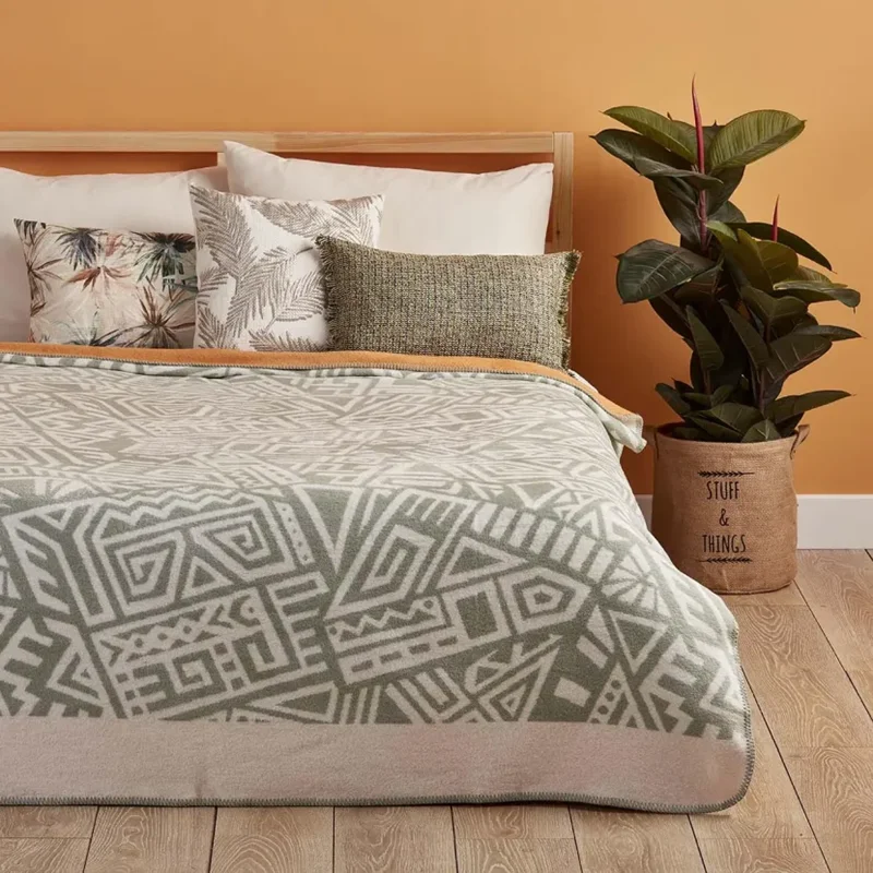 عکس پتو دو نفره پنبه بلامزون ربل نعنایی