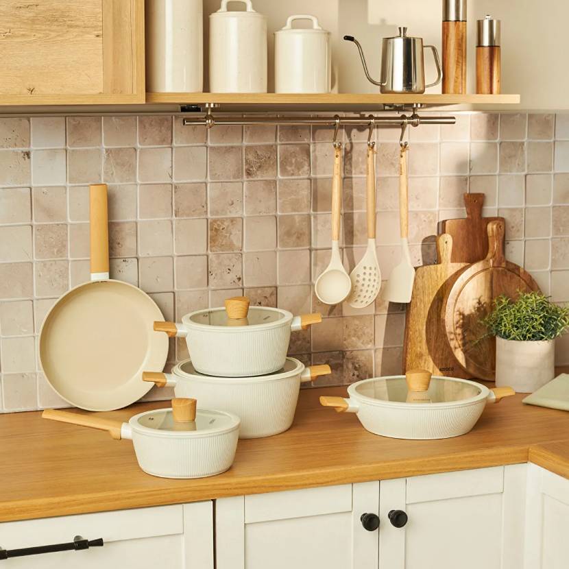 سرویس قابلمه 12 پارچه القایی کاراجا x Refika Swiss Crystal Pureline کرم