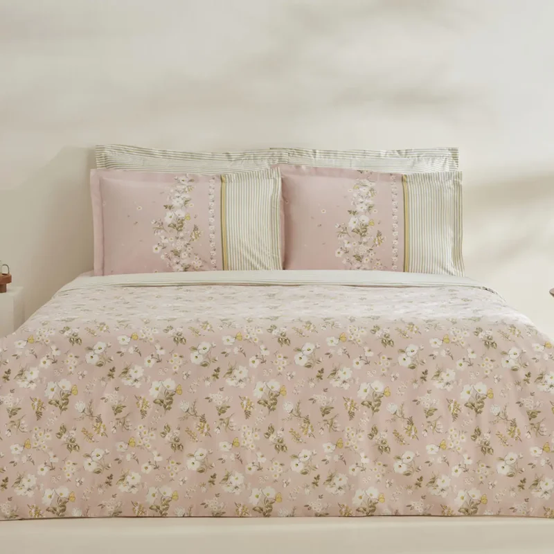 عکس سرویس کاور لحاف یک نفره پنبه کاراجاهوم گیپسی صورتی