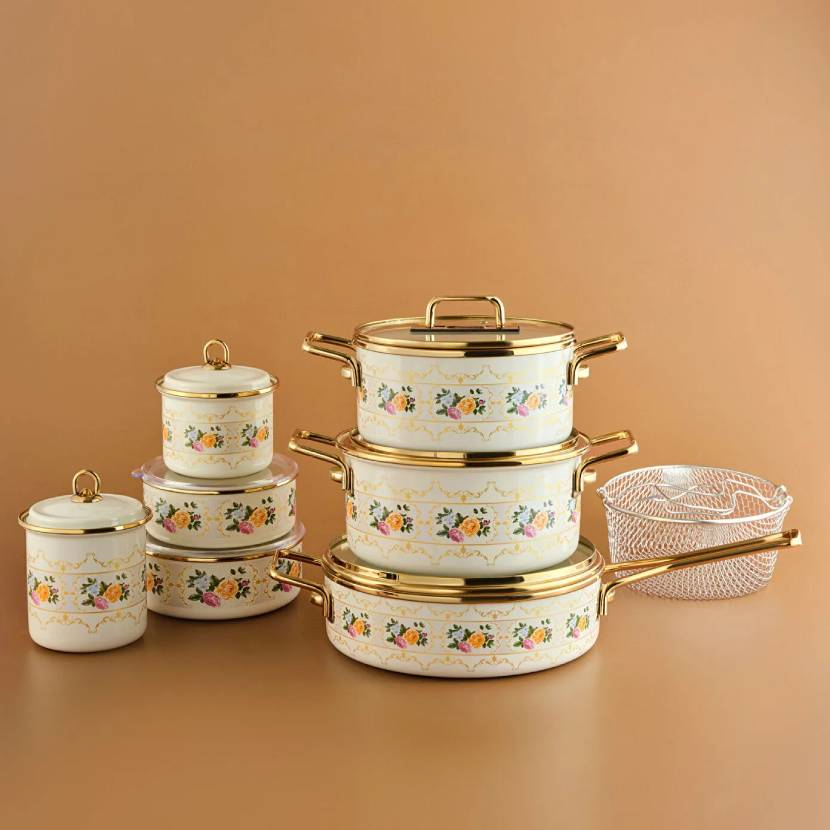 سرویس قابلمه لعابی 14 پارچه کاراجا مدل ویان