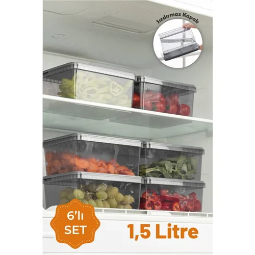 ست نظم دهنده یخچال 6 عددی وینف خاکستری 1.5 لیتر