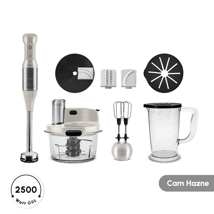 ربات آشپزخانه کاراجا مسترمید پرواستیل شیشه‌ای 2500 وات کرم