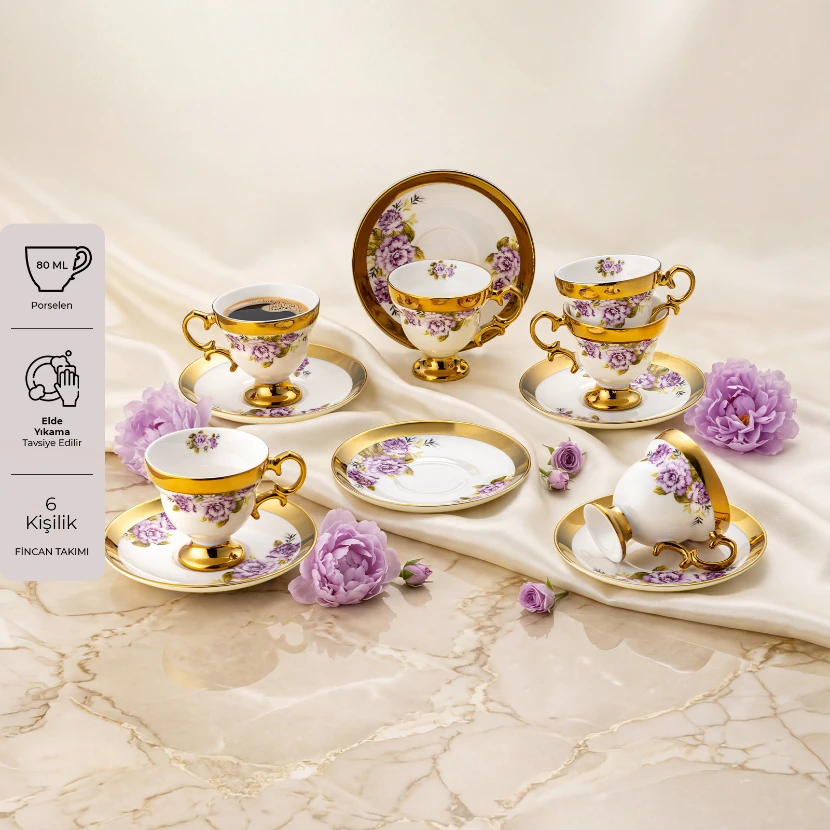ست قهوه خوری ۶ نفره امسان روزاریان 80 میلی رنگی