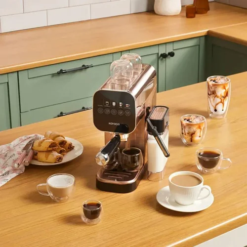 اسپرسوساز دیجیتال با فوم ساز شیر کاراجا مای کافه باریستا S20 انبه ای