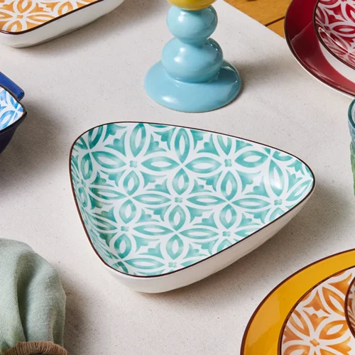 عکس بشقاب مثلث کاراجا جوفی سبز 19 سانتی