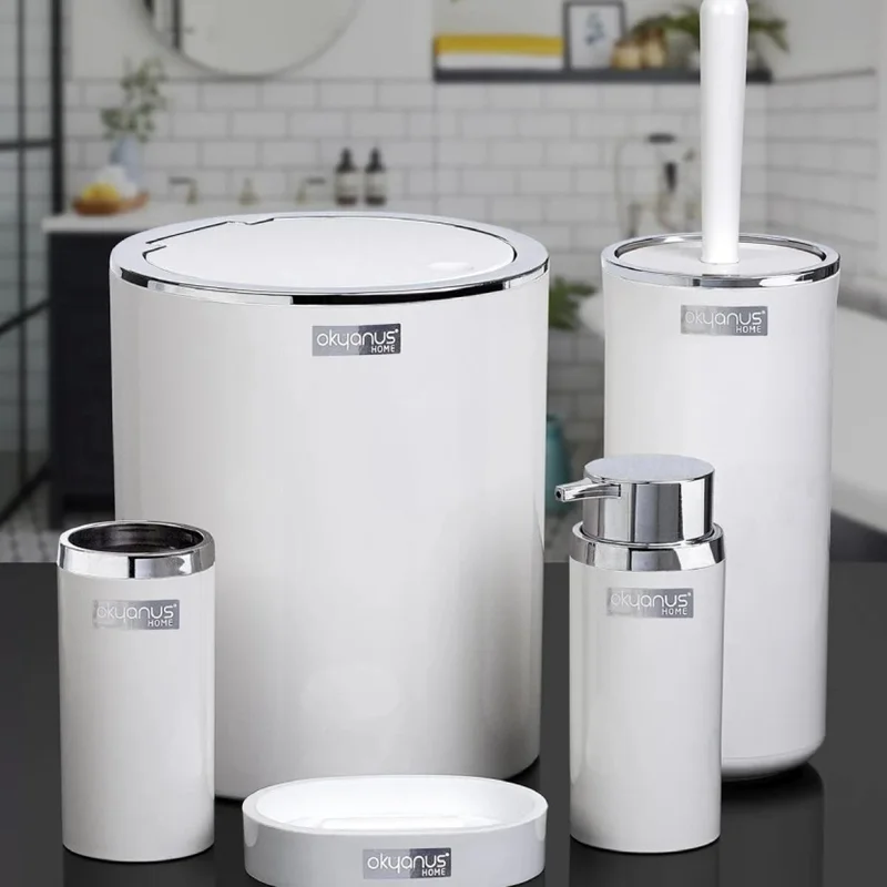 عکس ست سرویس بهداشتی 5 پارچه اقیانوس هوم سفید گرد کروم