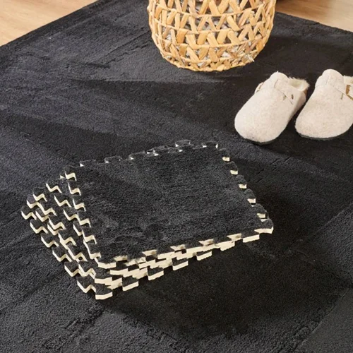 عکس فرش پازلی کودک ۴ عددی کاشمیر Puzzle ابعاد 30x30 مشکی