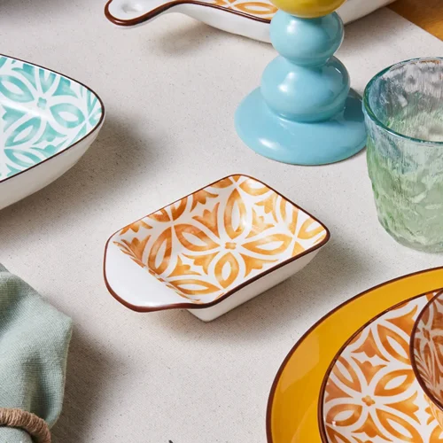 آجیل خوری کاراجا جوفی مستطیل زرد 13 سانتی