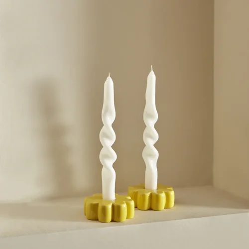 شمع شمعدان ۲ عددی کاراجاهوم Burgulu سفید