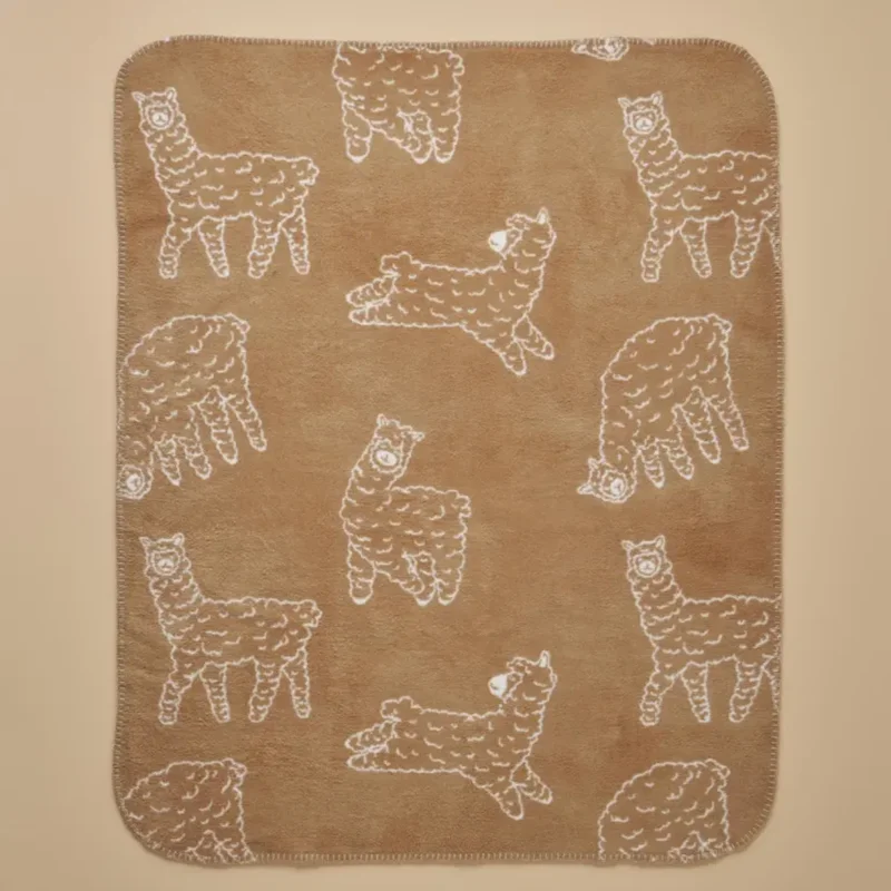 عکس پتو پنبه کودک بلامزون آلپاکا بژ 120×100 سانتی