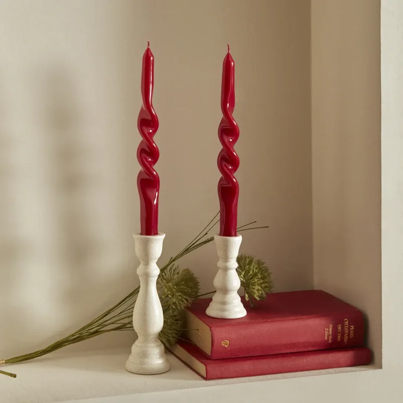 عکس شمع شمعدان ۲ عددی کاراجاهوم Burgulu قرمز