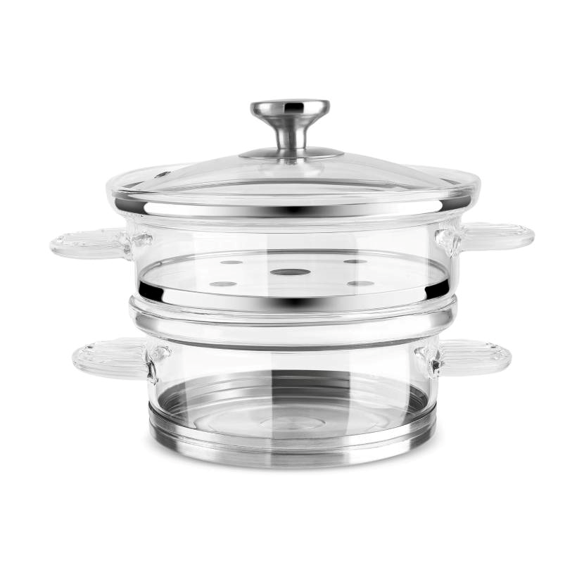 قابلمه بخارپز شیشه بوروسیلیکات کاراجا مدل یورک سایز ۱۸