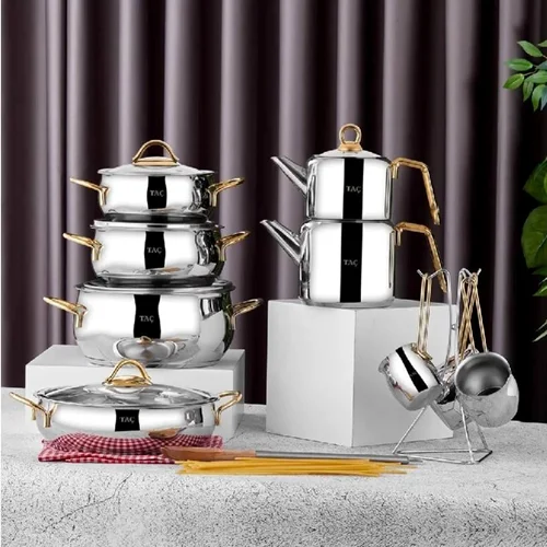 سرویس جهیزیه استیل 15 پارچه تاچ والنا طلایی