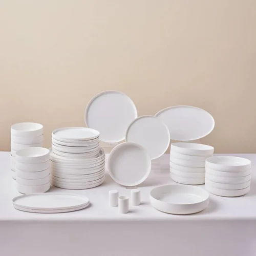 عکس سرویس غذاخوری 55 پارچه 12 نفره کاراجا Earth Collection Matte سفید
