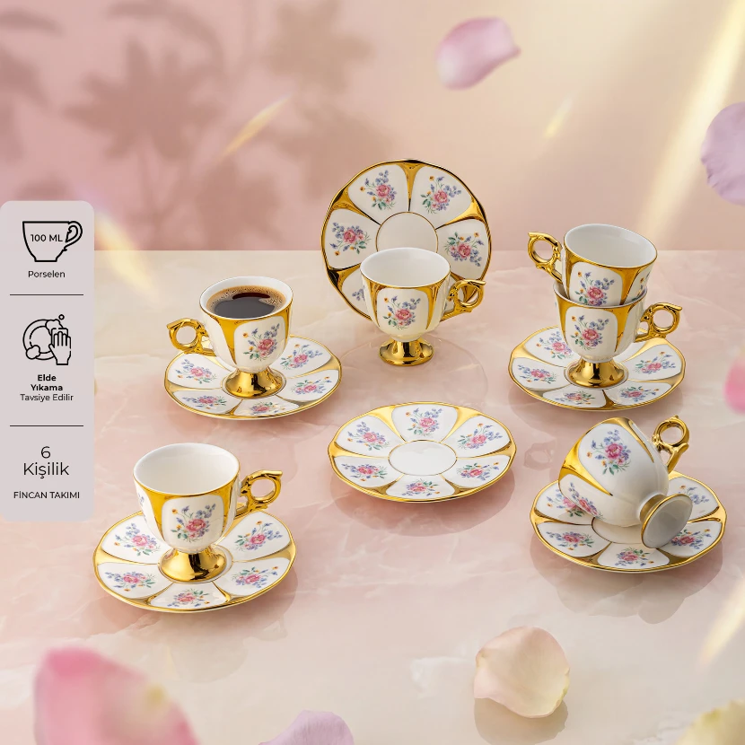 ست قهوه خوری ۶ نفره امسان شکوفه 100 میلی رنگی