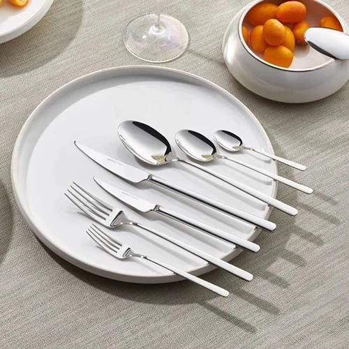 عکس سرویس قاشق چنگال 84 پارچه 12 نفره کاراجا الگانس نیو بورئاس نقره ای