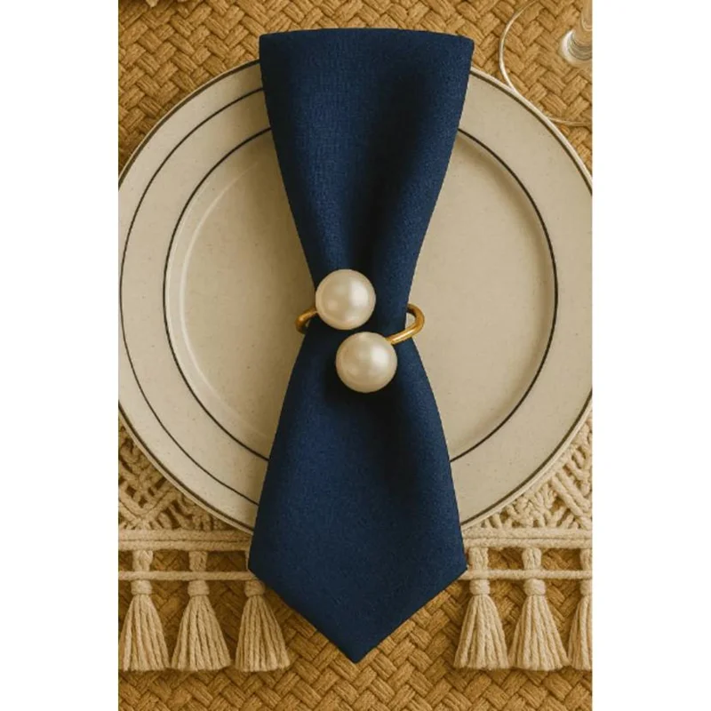 عکس حلقه دستمال سفره 6 عددی امتوری هوم طلایی