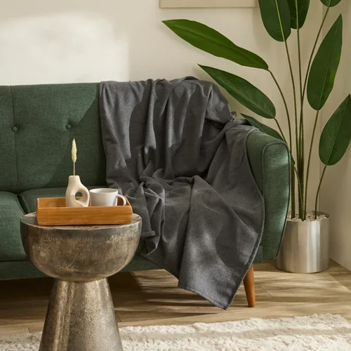 پتو تلویزیون کاراجاهوم فلانل طوسی تیره 150×120 سانتی