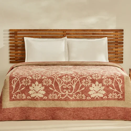 عکس پتو دو نفره پنبه کاراجاهوم فلارا آجری