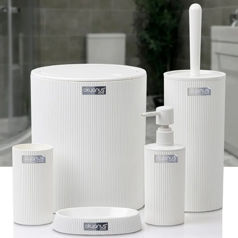 عکس ست سرویس بهداشتی 5 پارچه اقیانوس هوم مینا سفید گرد