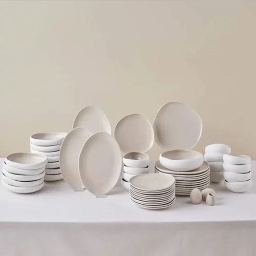 سرویس غذاخوری 55 پارچه 12 نفره کاراجا Earth Collection Cupid کرم
