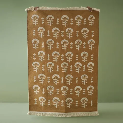 گلیم هندی بلامزون ابعاد 80x150 خردلی