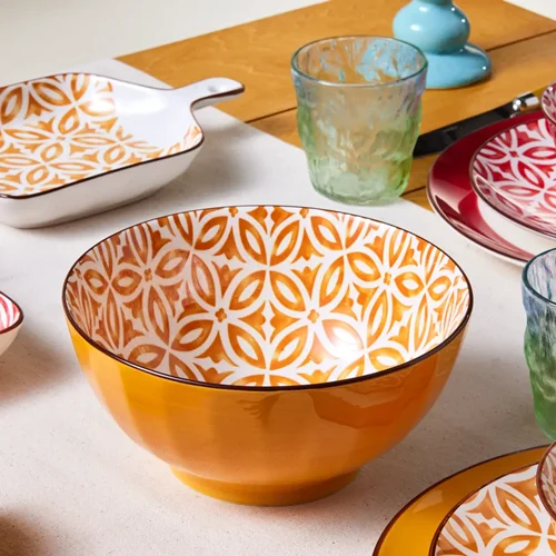 کاسه کاراجا جوفی زرد 20 سانتی