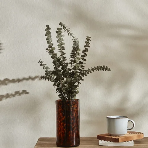 گلدان شیشه ای کاراجاهوم Patterned قهوه ای 20 سانتی