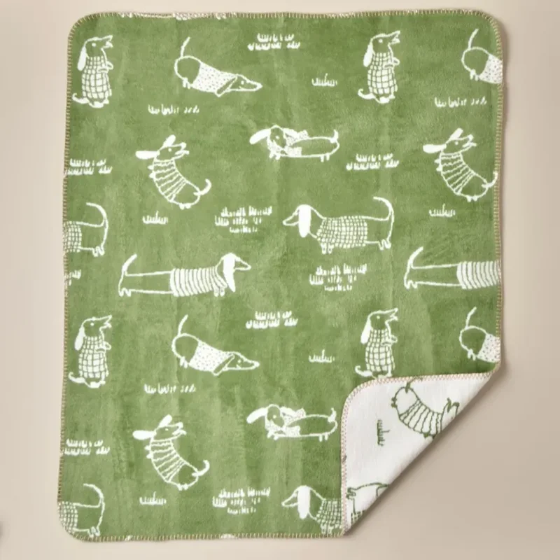 عکس پتو پنبه کودک بلامزون سگ سبز 120×100 سانتی
