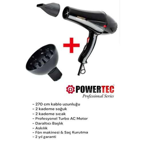 سشوار پاورتک Tr-901 مشکی 2500 وات سری اضافه