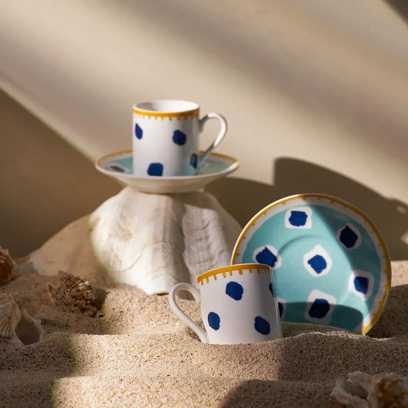 عکس ست قهوه خوری 2 نفره امسان Voyage Blue حجم 90 میلی