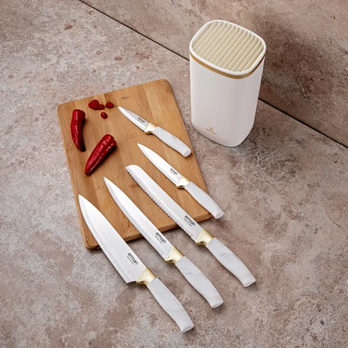 عکس سرویس چاقو 6 پارچه امسان Artisan German سفید