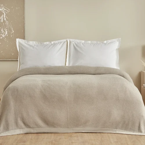 عکس پتو تریکو دو نفره کاراجاهوم Cool Touch طوسی